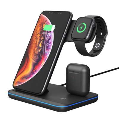 15W Fast Charging Station 3 IN 1 Wireless Charger For  Watch Earphone Mobile Phones