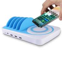 MIQ 4 port usb cable wireless charger multi device mobile charging station for galaxy s4 siv