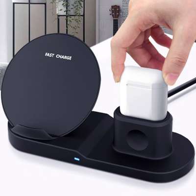 3 IN 1 Best Wireless Charger Stand for iPhone 11 Pro Max 8 AirPods Watch Series 4/3 QC3.0 Fast Charger For Samsung Huawei Xiaomi